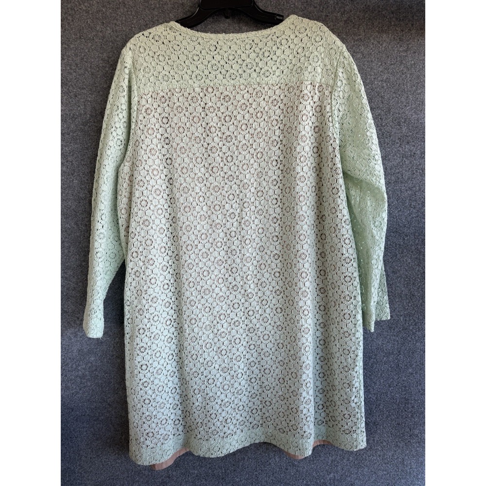 Victoria Beckham Target Womens Dress 2X Green‎ Eyelet Sheer Sleeves Sheath J98 - Picture 5 of 5